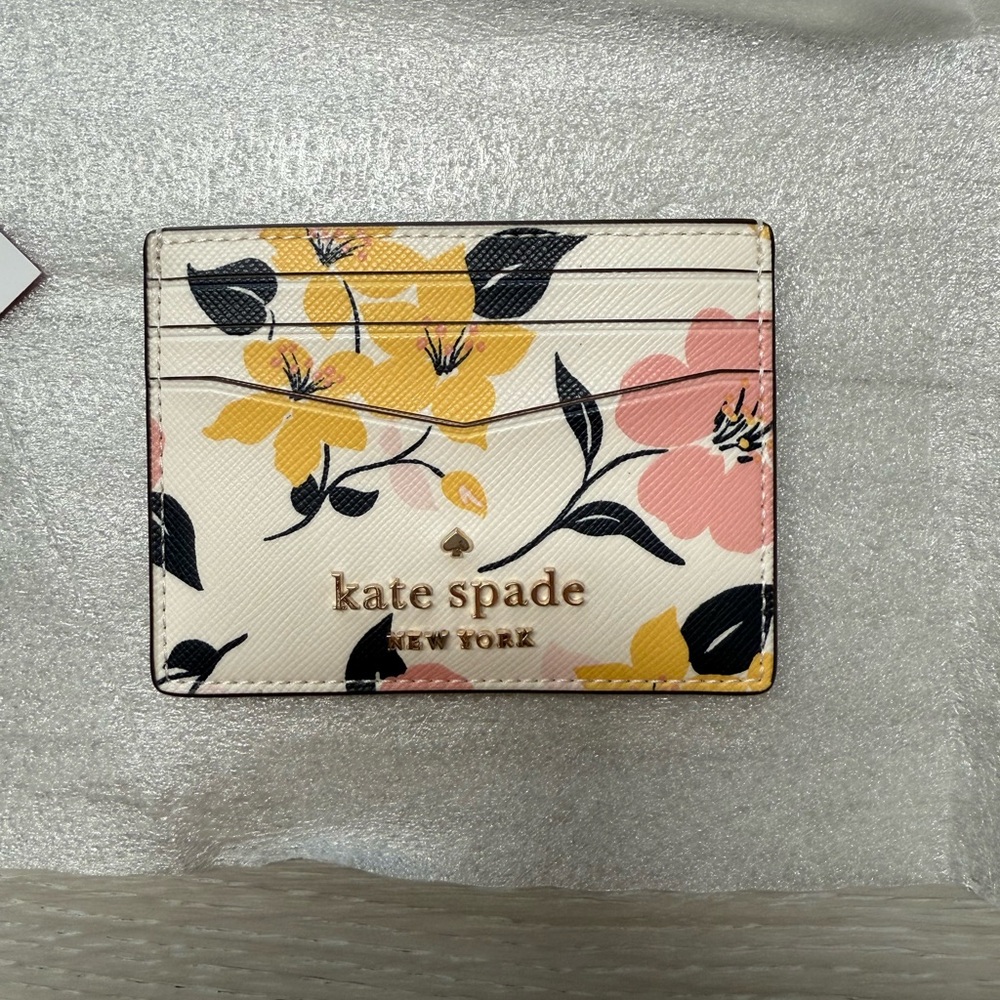 Kate Spade Floral Card Holder - Pink, Yellow, Black